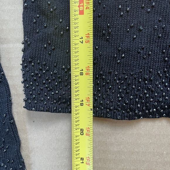 Y2K DKNY Jeans Beaded Cardigan Sweater Black Button Front Oversized M Vamp Glam - Picture 7 of 9